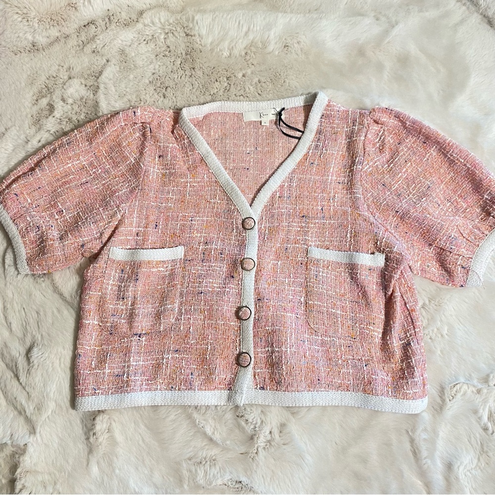 Pink Tweed Top